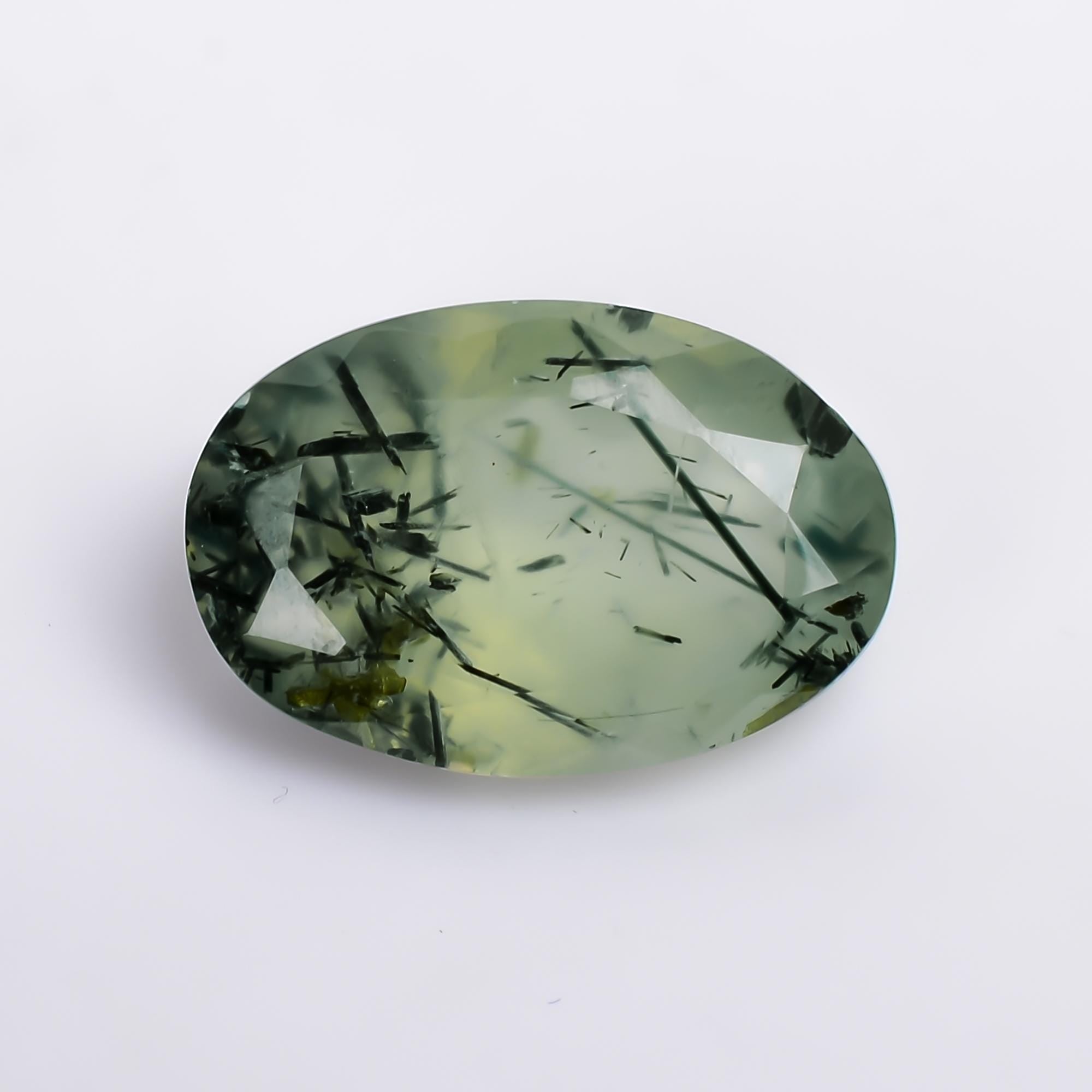 prehnite with epidote natural oval shape cut stone loose gemstone